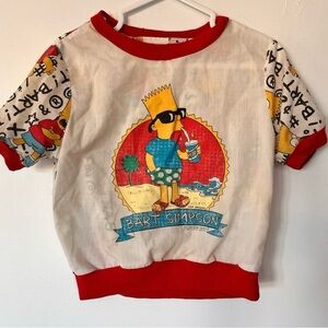 Vintage Short Sleeve Bart Simpson Kids Shirt - Red and White